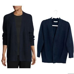 Vince Waffle-Stitch Wool-Cashmere Boyfriend Cardigan